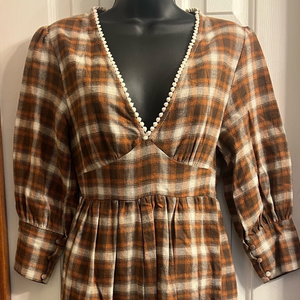 Coco & Jamieson Plaid V-Neck Dress Sz S - Picture 4 of 5